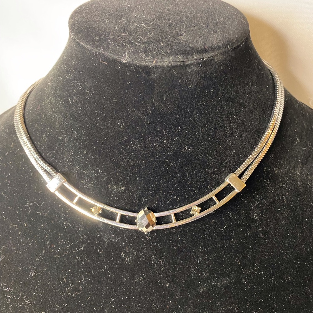 Vera Wang neckless silver with gray/black stones $20
